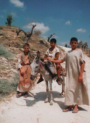 Esta fotografía de tres adolescentes caminando por un sendero en Israel ilustra la Lista de estudios que componen le serie El joven Jesucristo: su mundo social-secular-religioso desde los doce hasta los treinta años de edad.